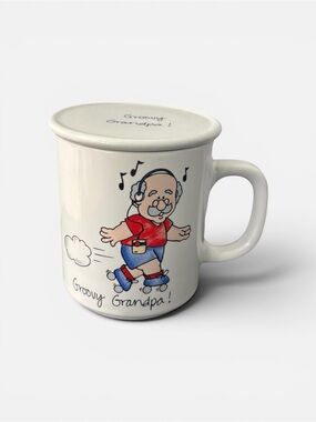 Muggables 1991 Groovy Grandpa Ceramic Covered Mug 10 oz Mount Clemens Pottery